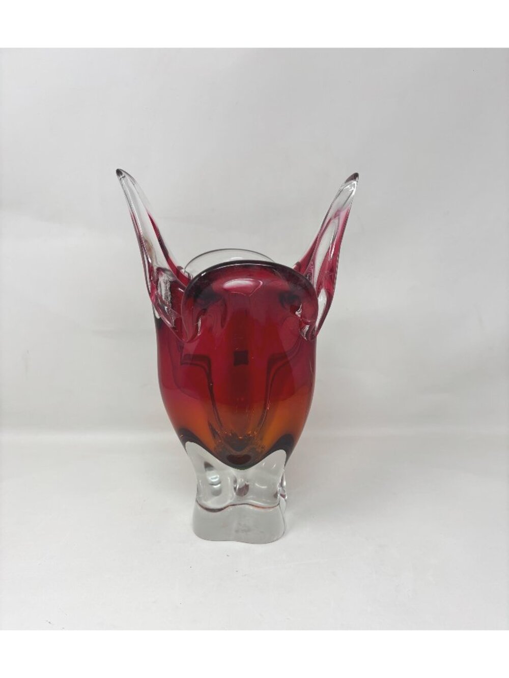 Vintage Josef Hospodka Czech Bohemian Art Glass Vase 1960s Cranberry Red Somme